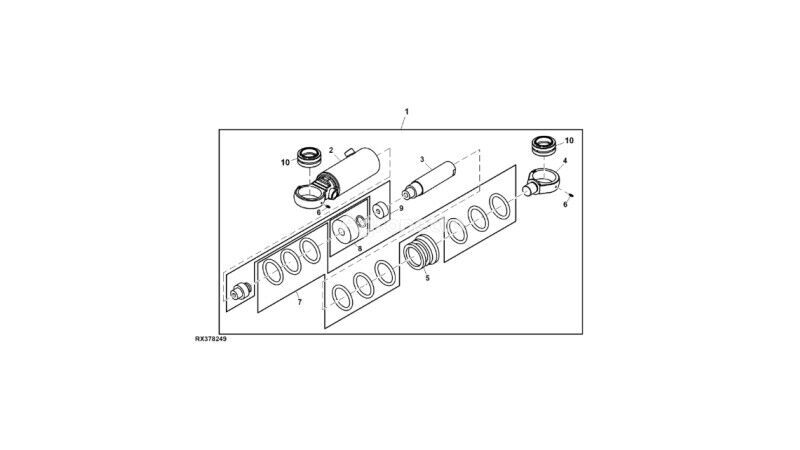 RE184016 hydraulic cylinder for John Deere 8345R wheel tractor